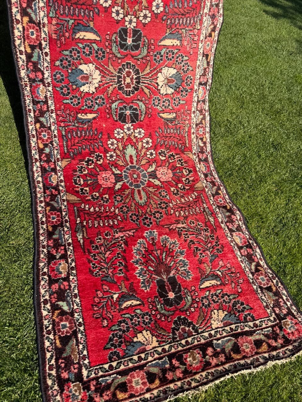 Runner Hamadan 310x105 cm, red wool, Iran - 198281