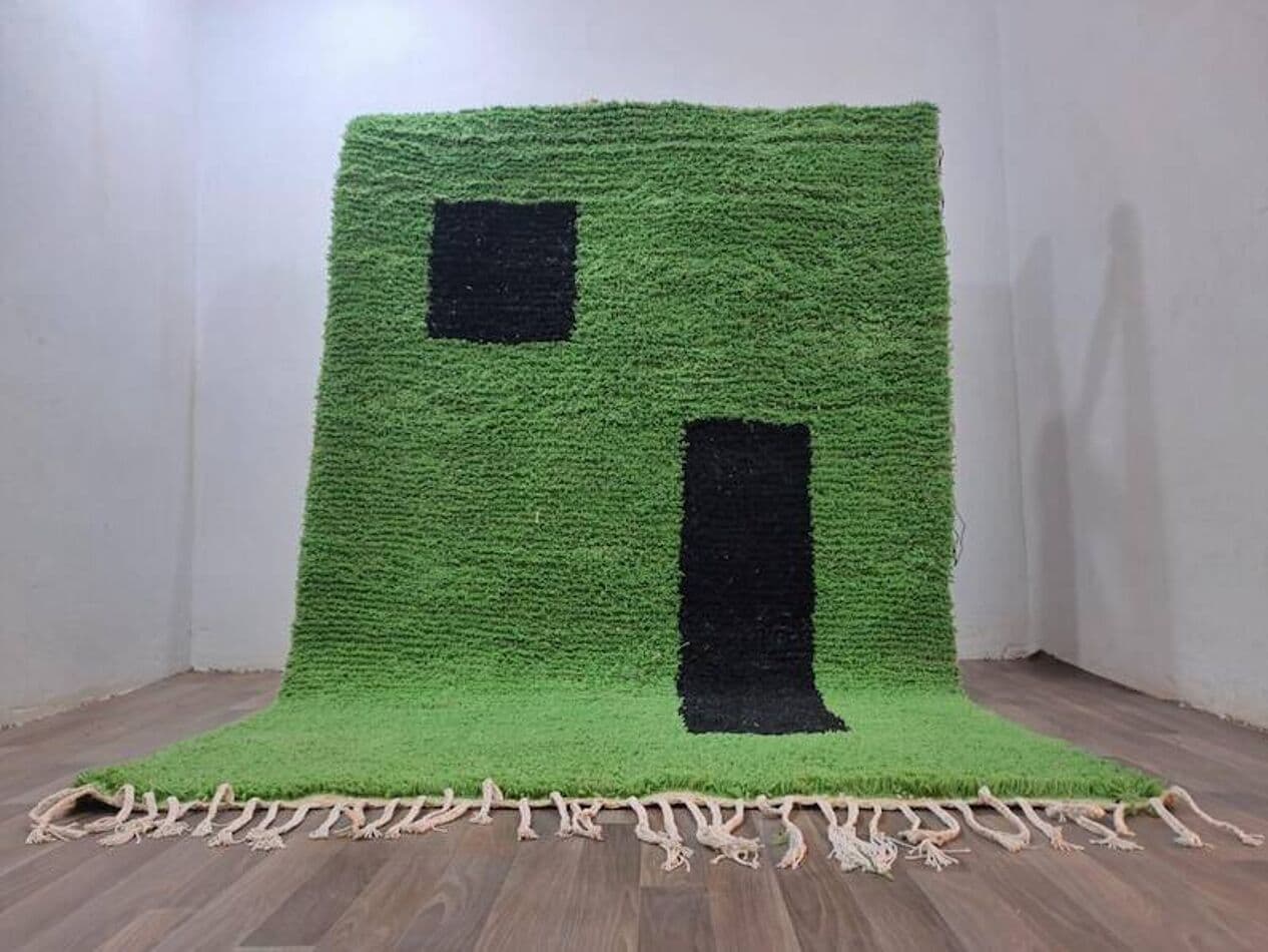 Handwoven rug 200x300 cm, wool, green, black, Morocco - 198371