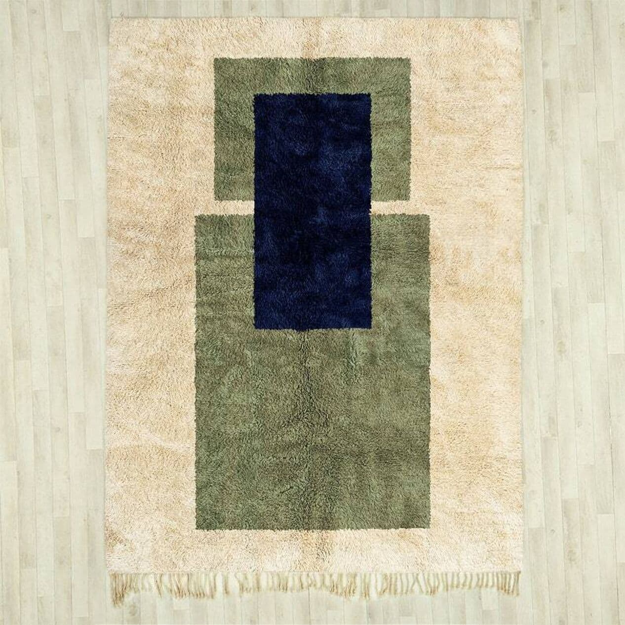 Handwoven rug 150x250 cm, wool, beige, Morocco - 198361