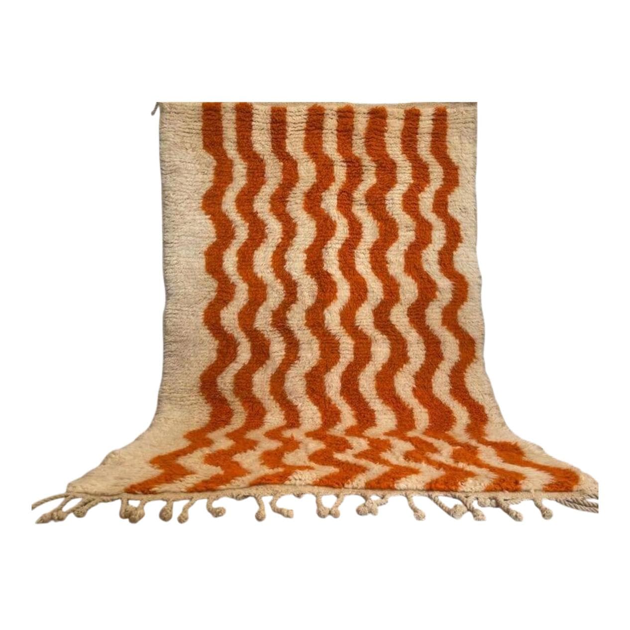 Handwoven rug 100x200 cm, wool, orange, Morocco