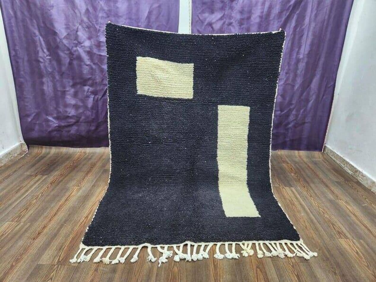 Ręcznie tkany dywan 150x250 cm, wełna, czarny, Maroko - 198313