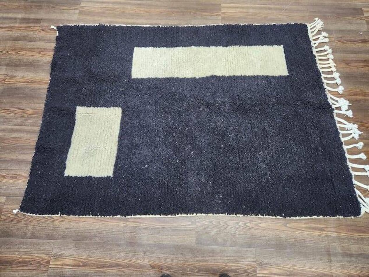 Ręcznie tkany dywan 150x250 cm, wełna, czarny, Maroko - 198308