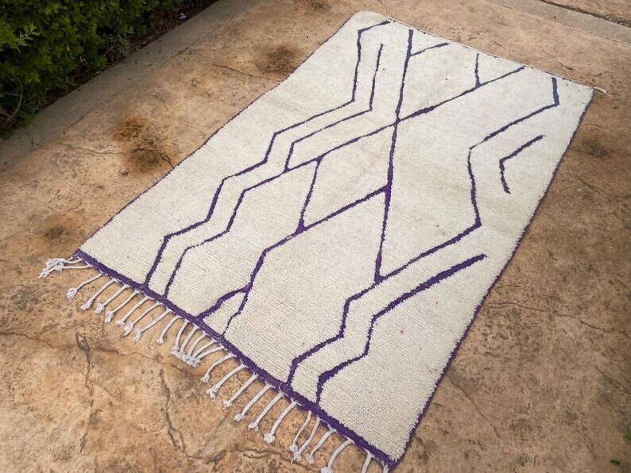 Ręcznie tkany dywan 150x250 cm, wełna, biały, Maroko - 200365