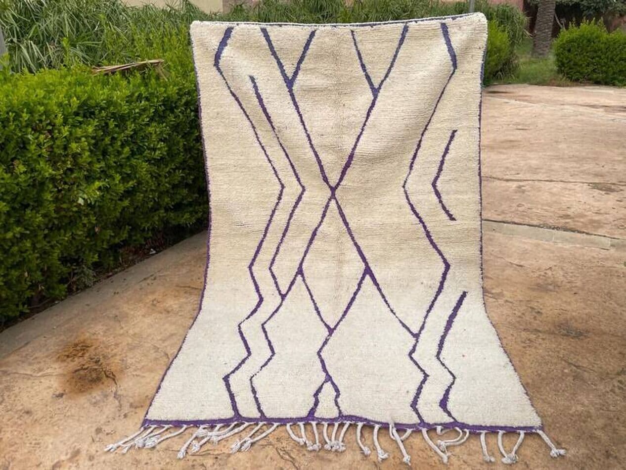 Ręcznie tkany dywan 150x250 cm, wełna, biały, Maroko - 200364