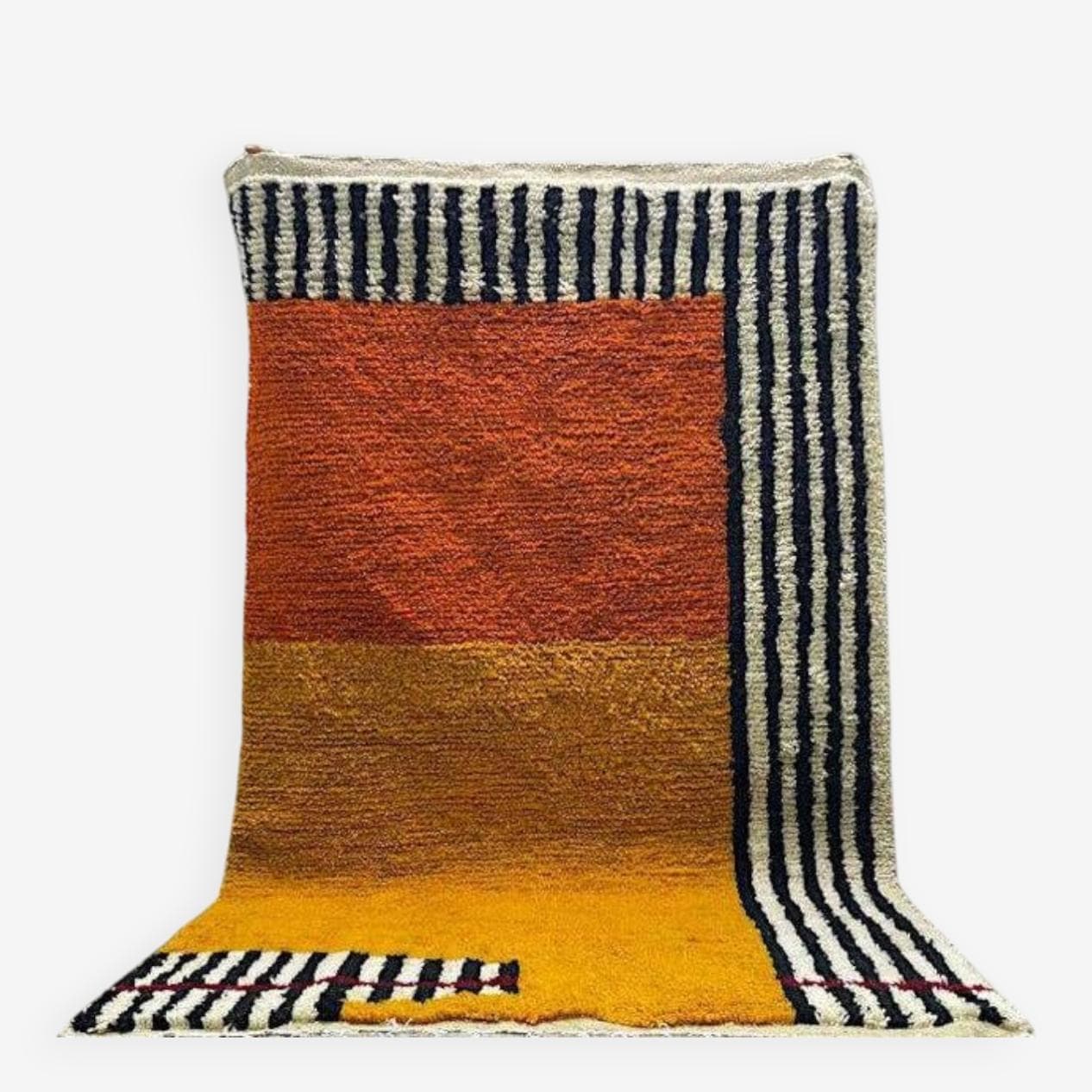 Handwoven rug 100x200 cm, wool, multicolour, Morocco - 200335