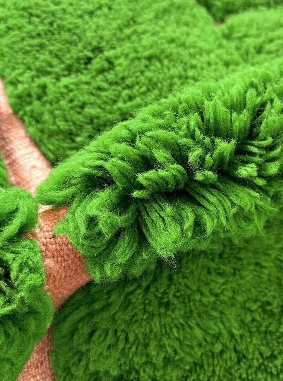 Handwoven rug 150x250 cm, wool, green, beige, Morocco - 200332