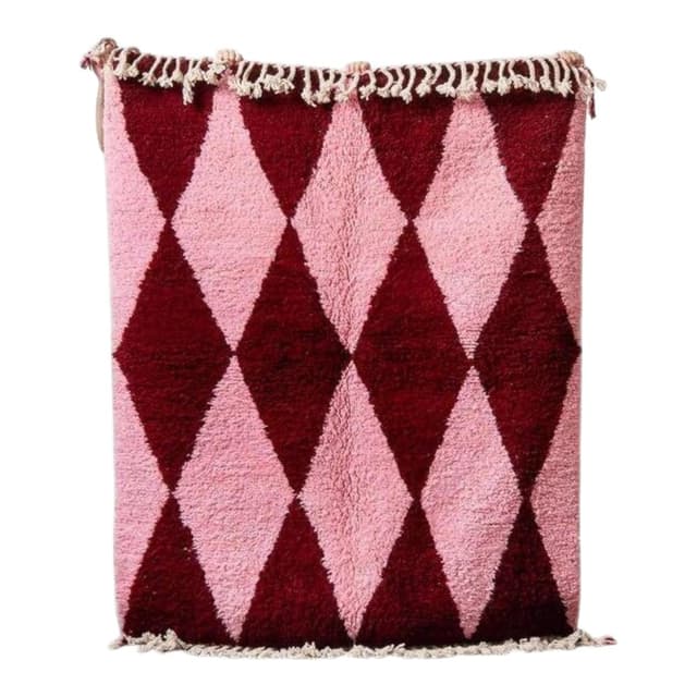 Ręcznie tkany dywan 150x250 cm, wełna, burgundowy, różowy, Maroko - WYMIARY
