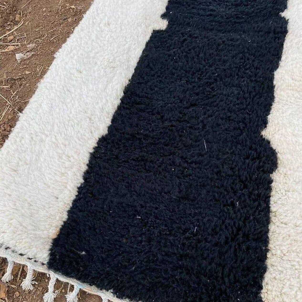 Handwoven rug 150x260 cm, wool, black, white, Morocco - 200299