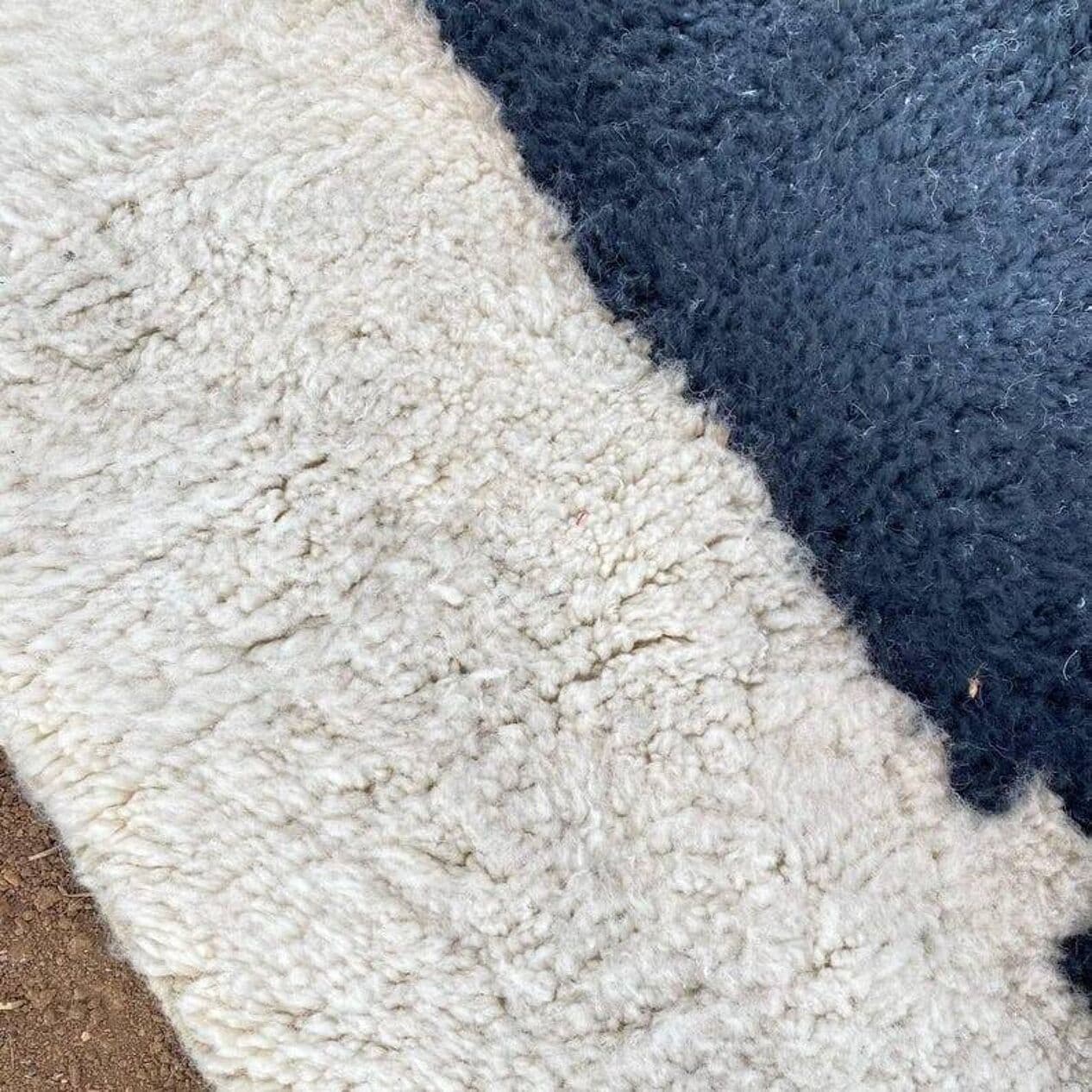 Handwoven rug 150x260 cm, wool, black, white, Morocco - 200300