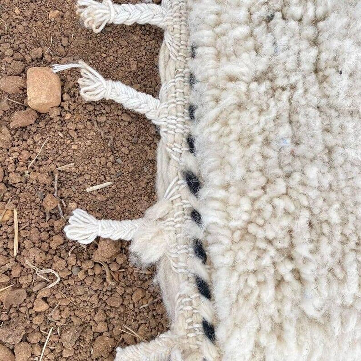 Handwoven rug 150x260 cm, wool, black, white, Morocco - 200298