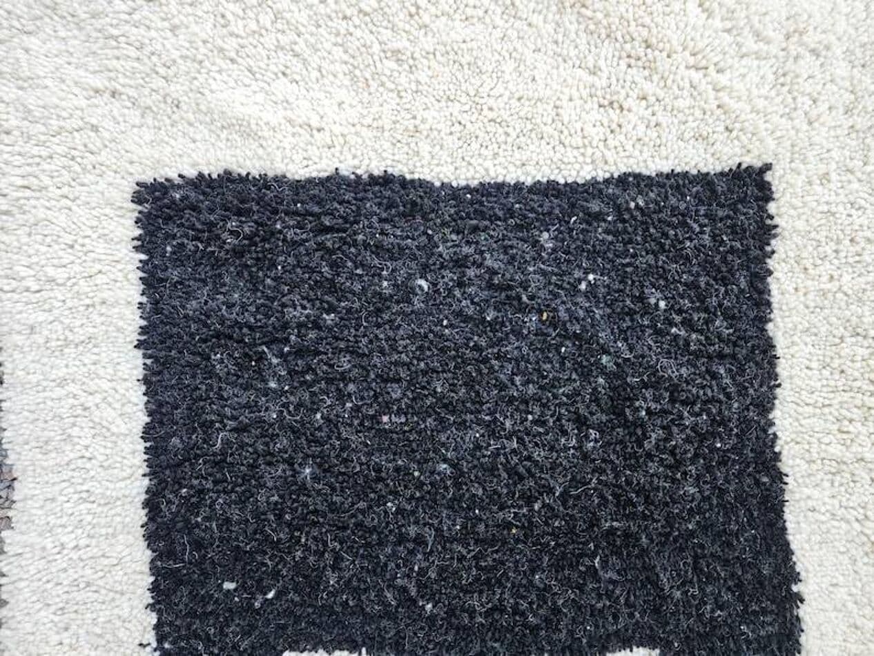 Handwoven rug 140x260 cm, wool, green, black, white, ivory, Morocco - 200274