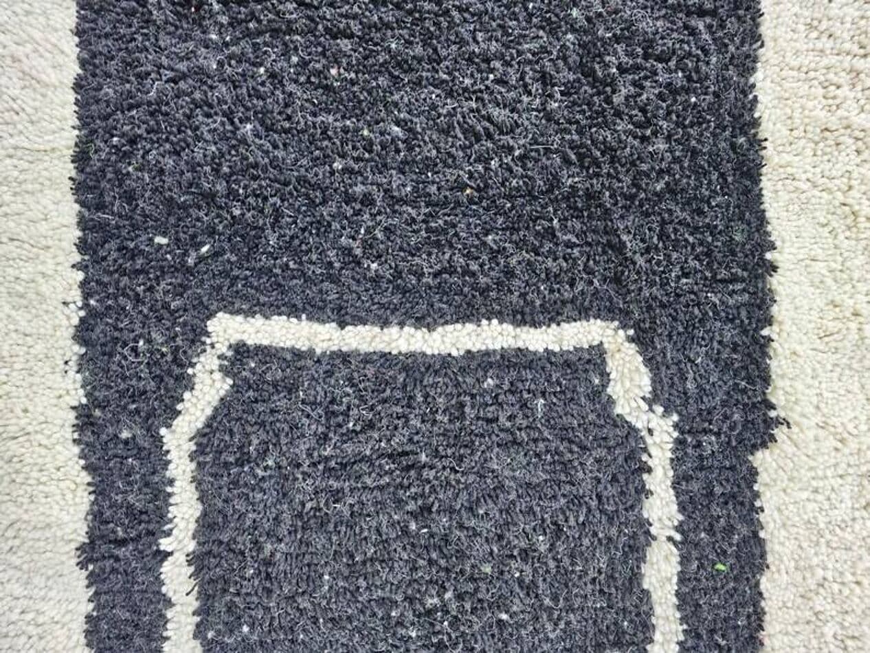 Handwoven rug 140x260 cm, wool, green, black, white, ivory, Morocco - 200272