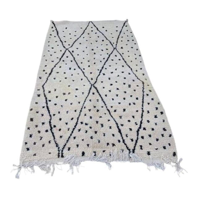 Handwoven rug 150x250 cm, wool, white, black, Morocco - DIMENSION