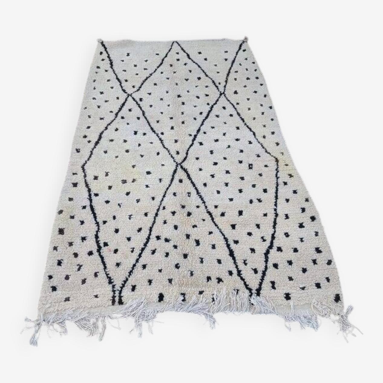 Handwoven rug 150x250 cm, wool, white, black, Morocco - 200249