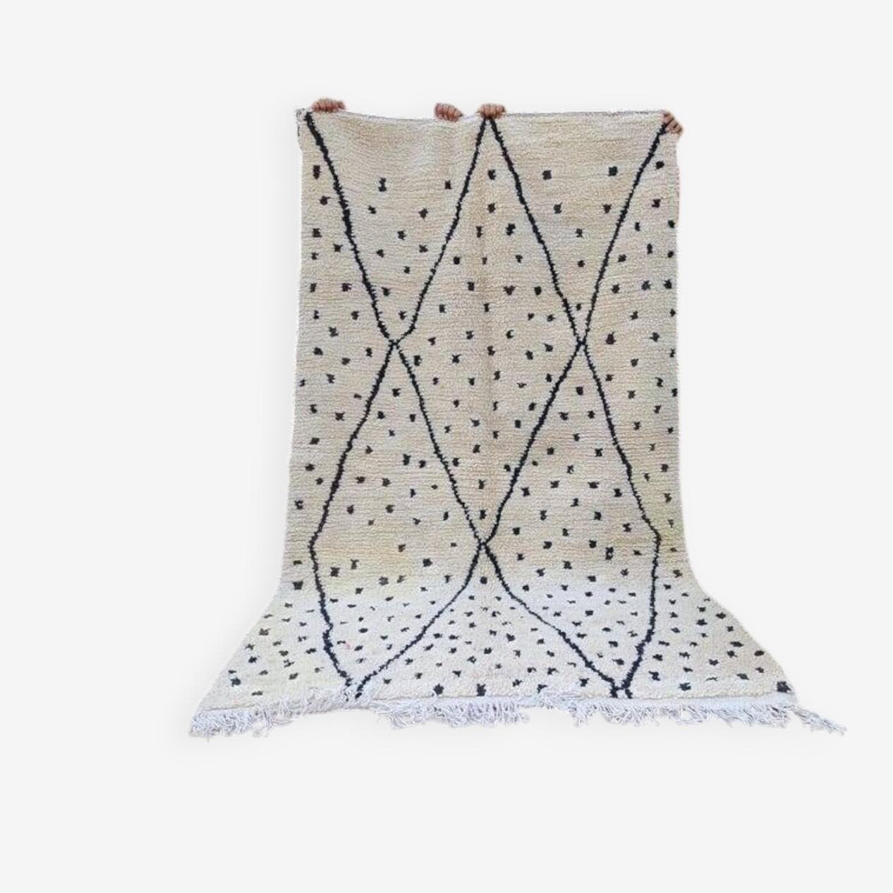 Handwoven rug 150x250 cm, wool, white, black, Morocco - 200250