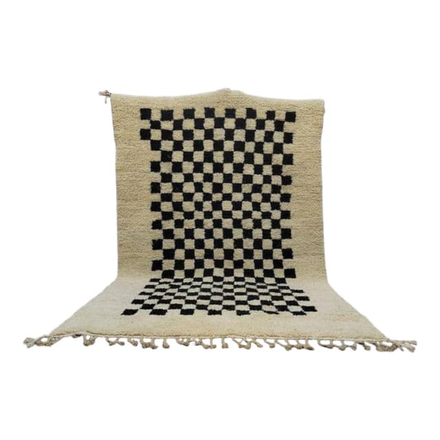 Ręcznie tkany dywan 150x250 cm, wełna, kość słoniowa, czarny, Maroko - WYMIARY