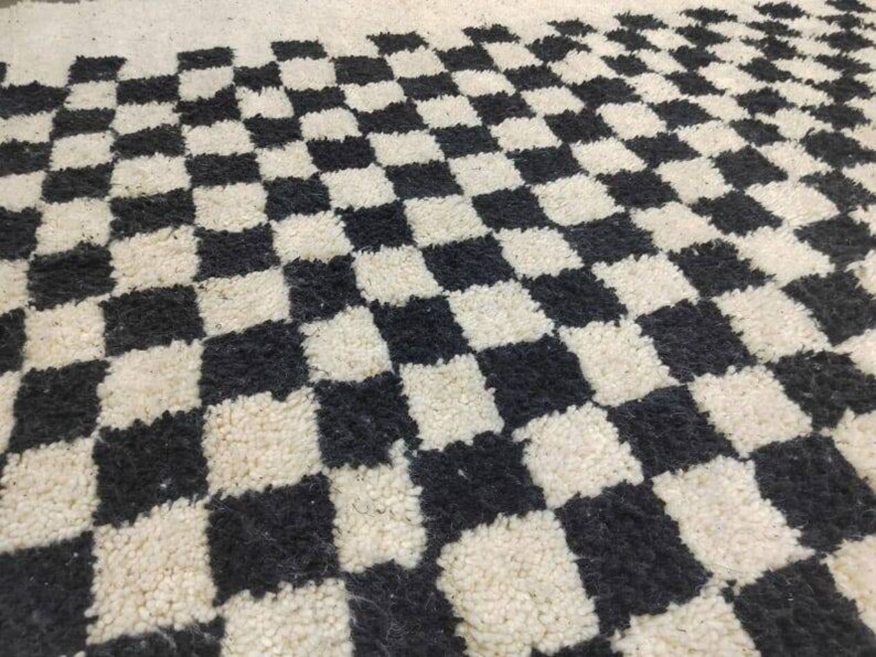 Ręcznie tkany dywan 150x250 cm, wełna, kość słoniowa, czarny, Maroko - 200246