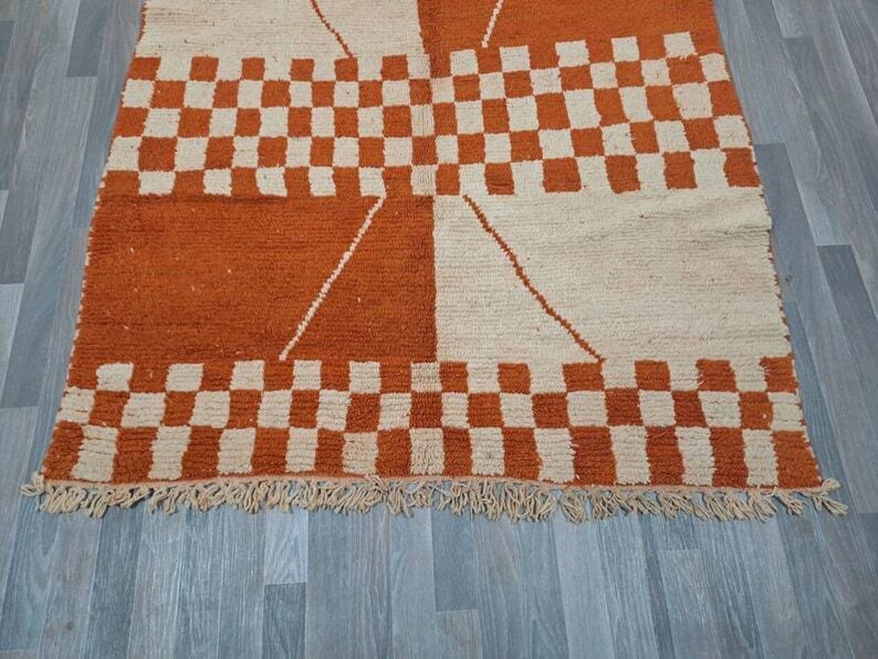 Ręcznie tkany dywan 100x200 cm, wełna, pomarańczowy, Maroko - 200206