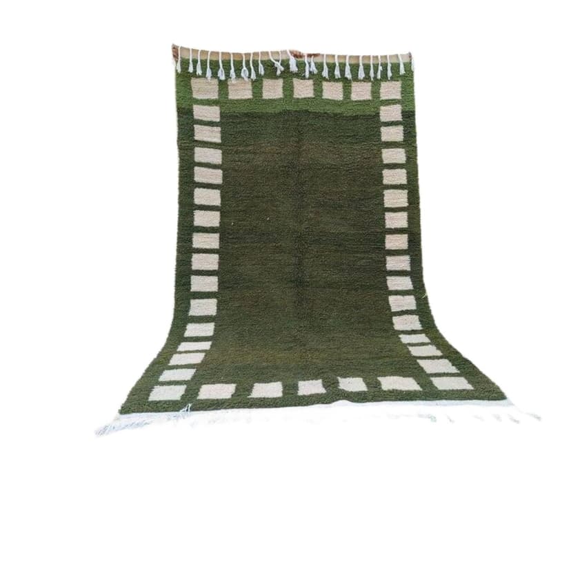 Ręcznie tkany dywan 140x270 cm, wełna, oliwkowy, Maroko