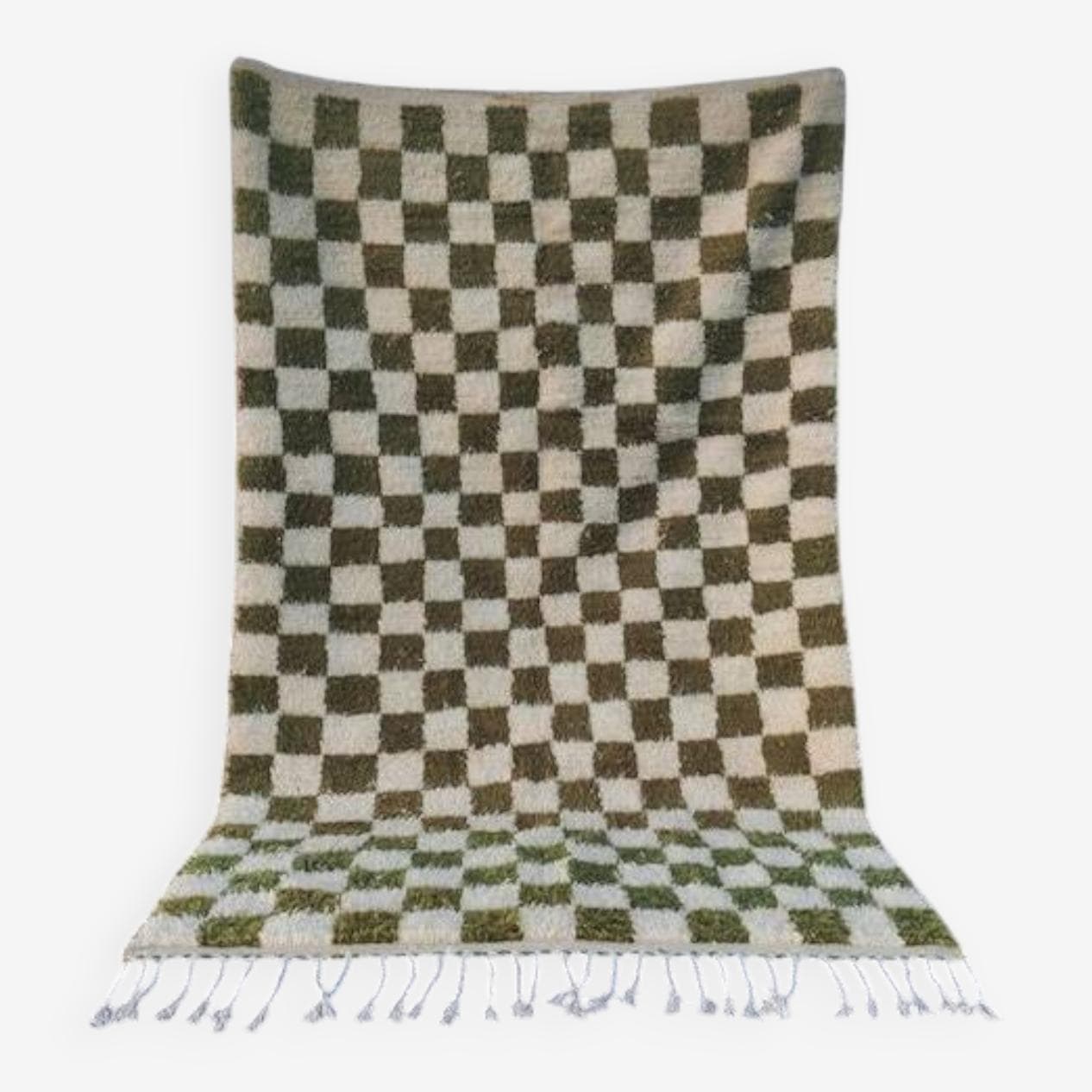 Ręcznie tkany dywan 100x200 cm, wełna, zielony, biały, Maroko - 200187