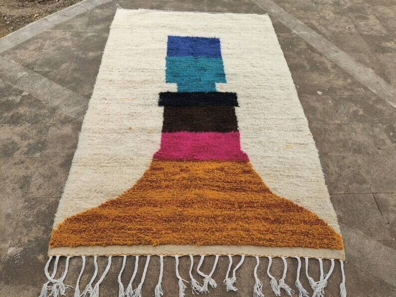 Handwoven rug 140x270 cm, wool, multicolor, Morocco - 200171