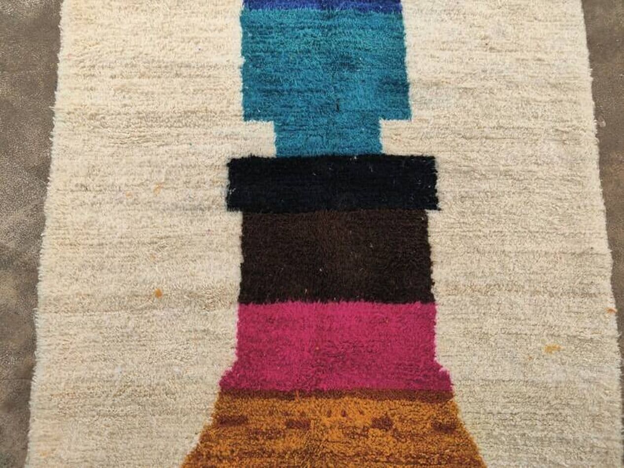 Handwoven rug 140x270 cm, wool, multicolor, Morocco - 200168