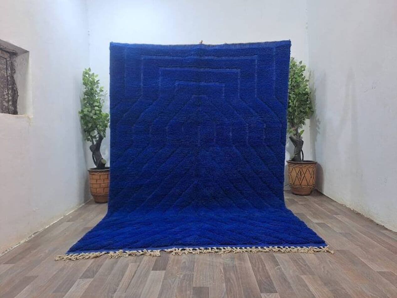 Ręcznie tkany dywan 200x300 cm, wełna, niebieski, Maroko - 200086