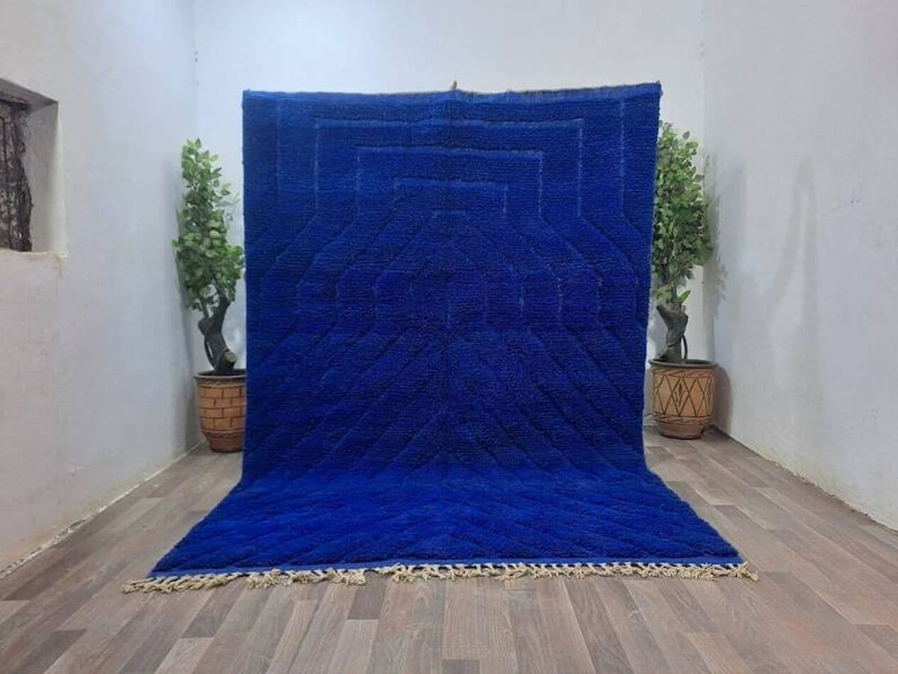 Handwoven rug 150x250 cm, wool, blue, Morocco - 200070