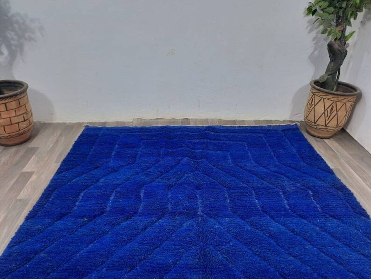 Handwoven rug 150x250 cm, wool, blue, Morocco - 200066
