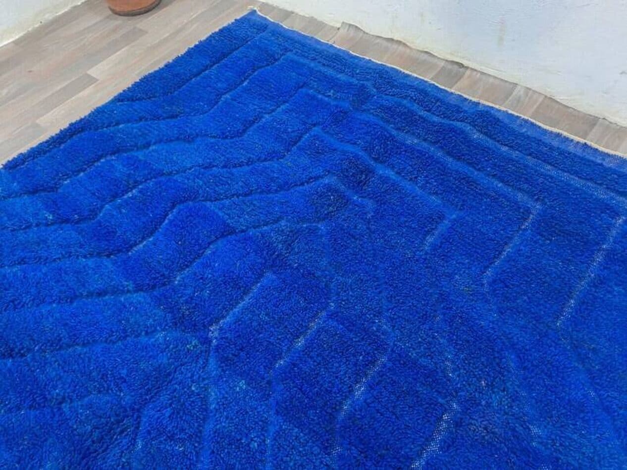 Handwoven rug 150x250 cm, wool, blue, Morocco - 200068