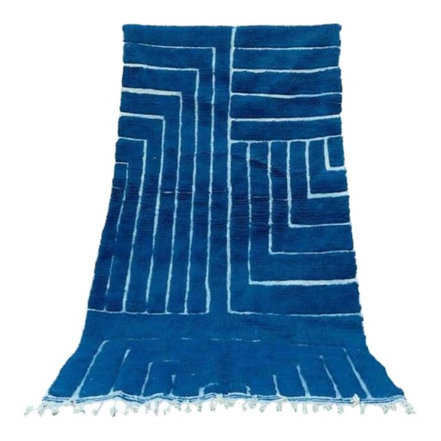 Handwoven rug 140x260 cm, wool, blue, Morocco - DIMENSION