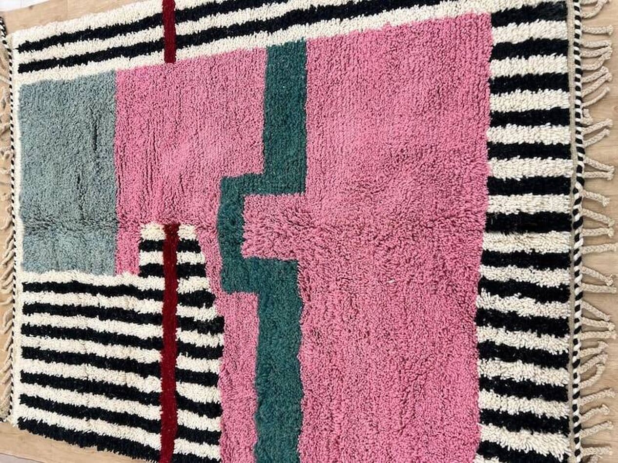 Handwoven rug 145x255 cm, wool, multicolor, Morocco - 200023