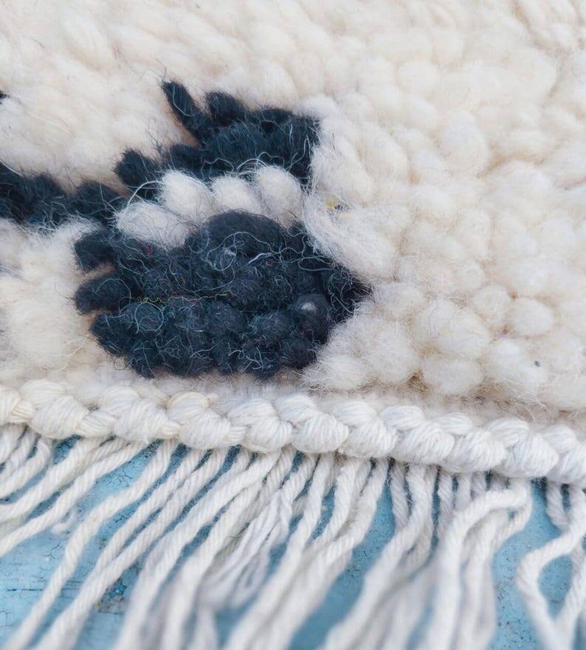 Handwoven rug 150x260 cm, wool, ivory, beige, black, Morocco - 200013