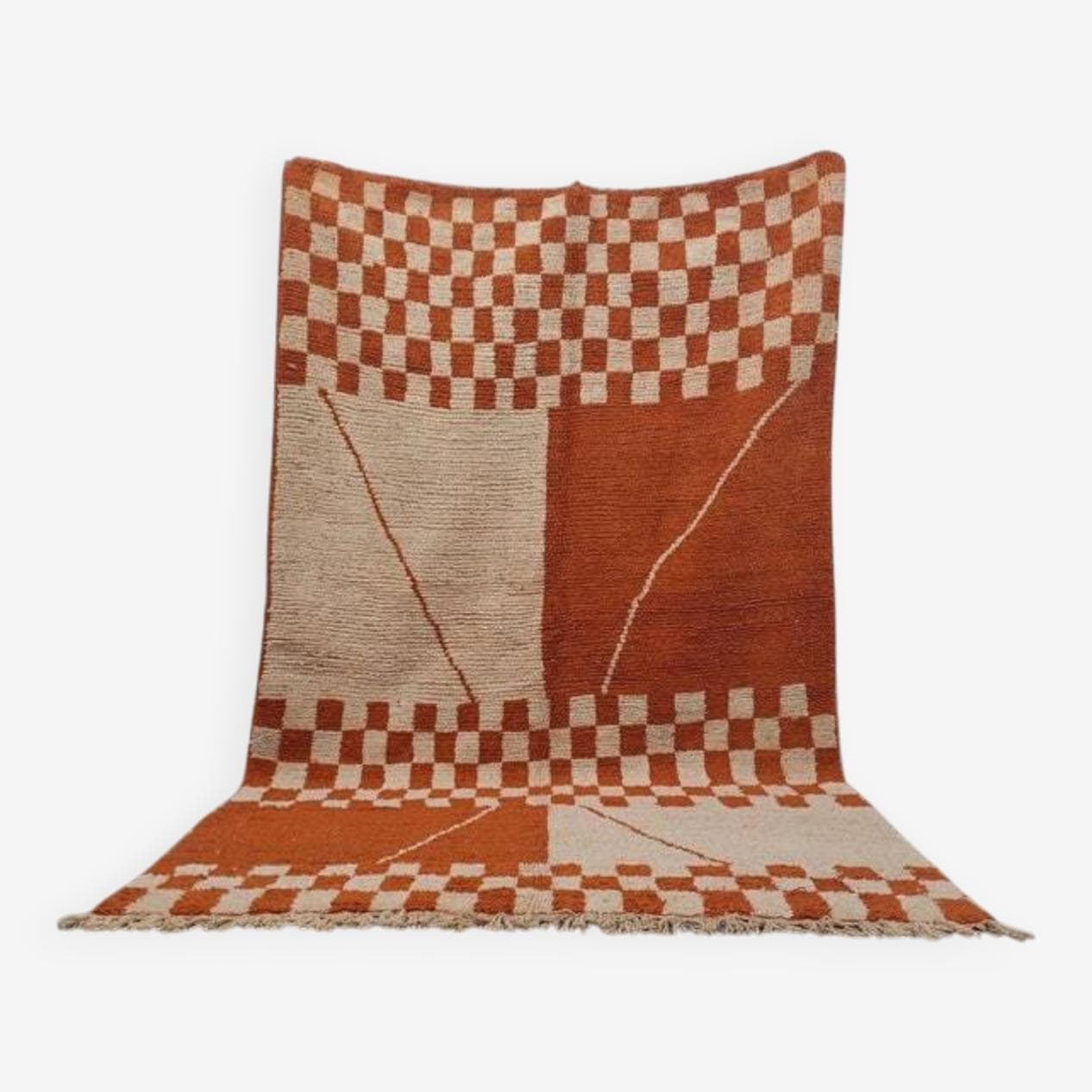 Ręcznie tkany dywan 140x260 cm, wełna, pomarańczowy, Maroko - 200001