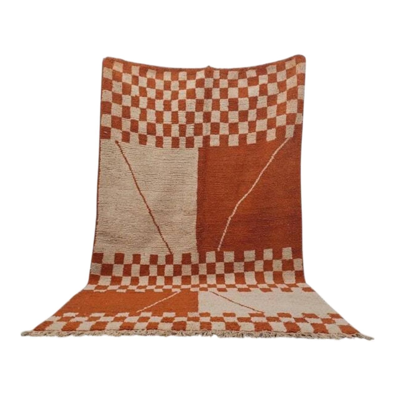 Ręcznie tkany dywan 140x260 cm, wełna, pomarańczowy, Maroko