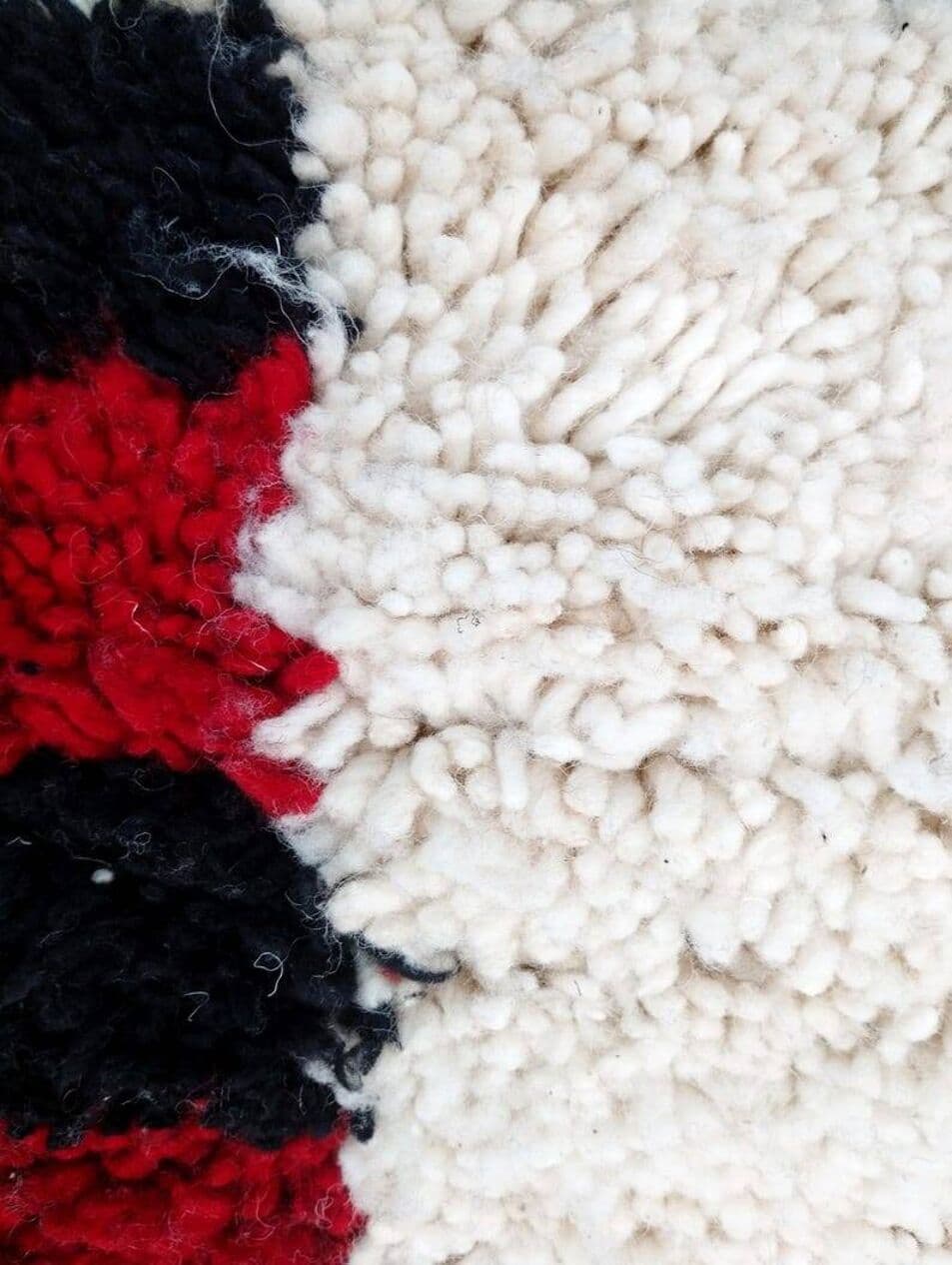 Handwoven rug 150x250 cm, wool, cream, red, black, Morocco - 199975