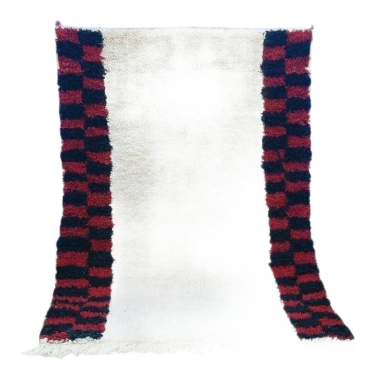 Handwoven rug 150x250 cm, wool, cream, red, black, Morocco