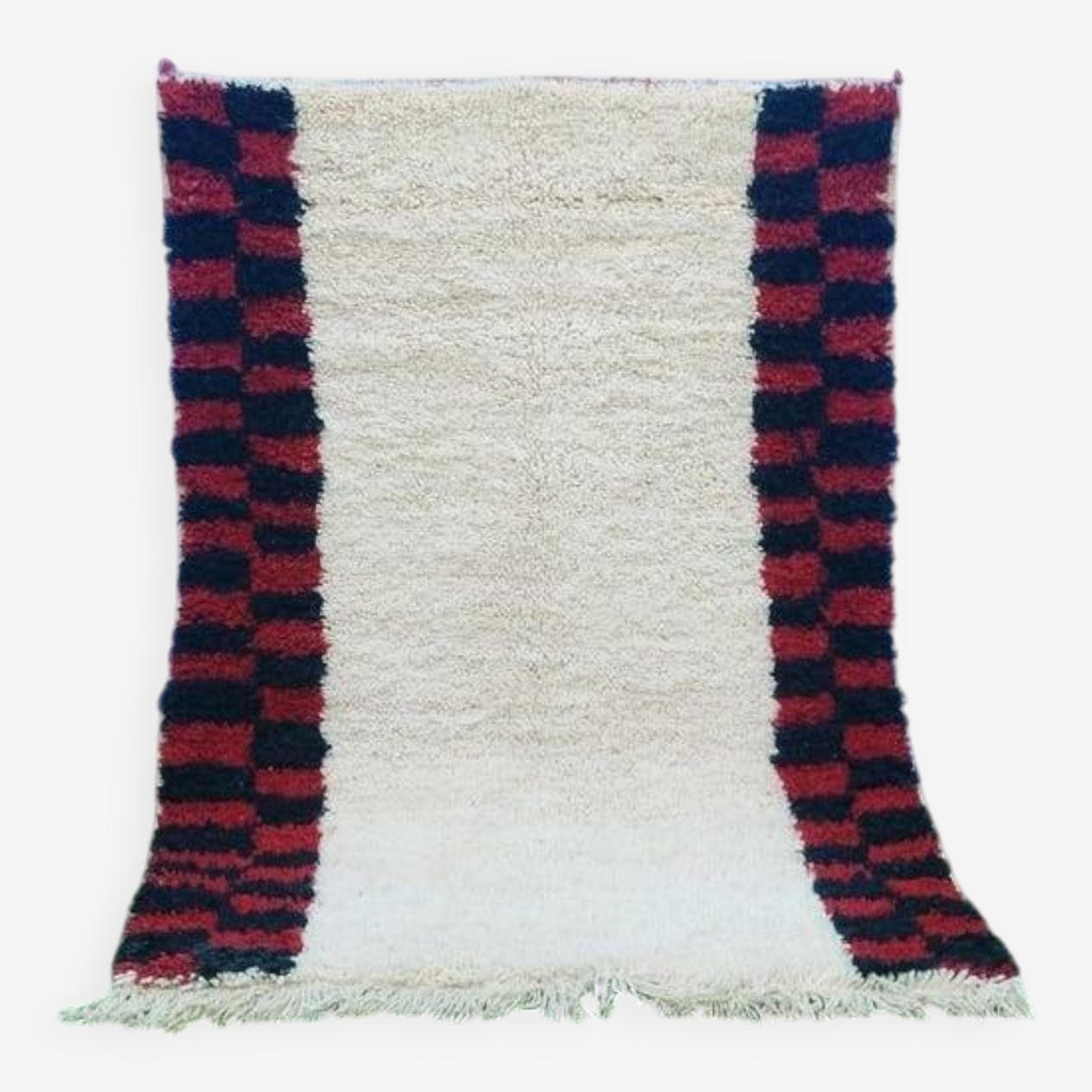 Handwoven rug 150x250 cm, wool, cream, red, black, Morocco - 199973