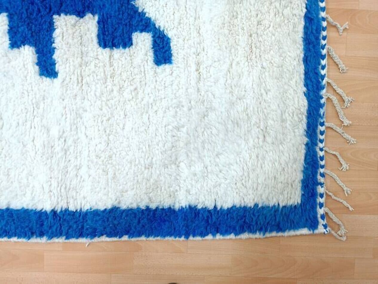 Ręcznie tkany dywan 100x200 cm, wełna, niebieski, Maroko - 199963
