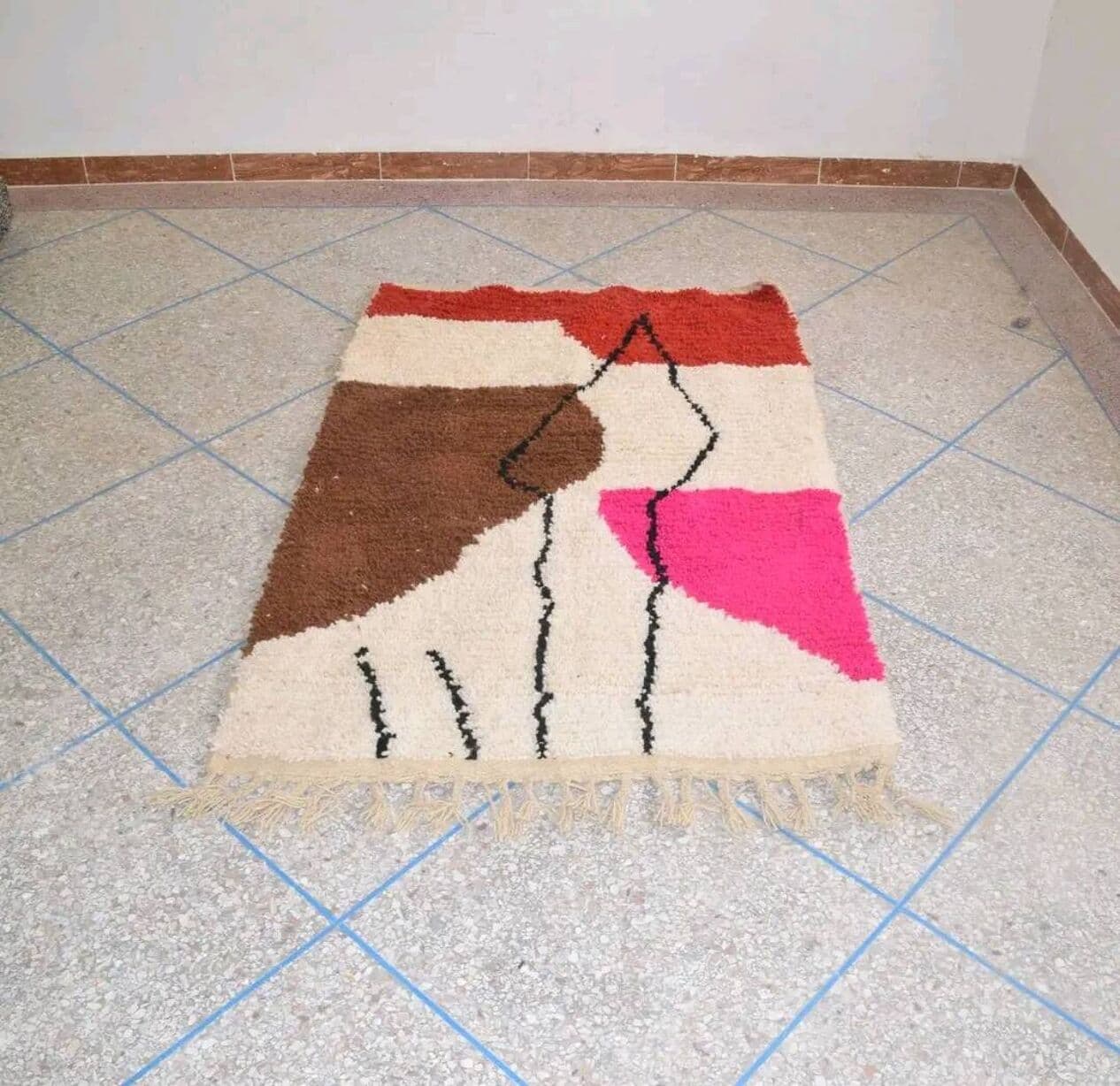 Ręcznie tkany dywan 150x250 cm, wełna, wielokolorowy, Maroko - 199929