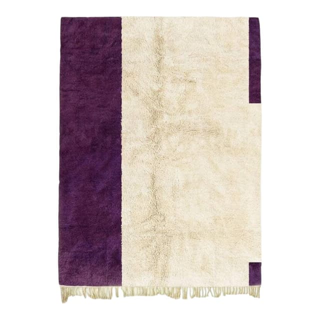 Ręcznie tkany dywan 150x250 cm, wełna, kremowy, fioletowy, Maroko - WYMIARY