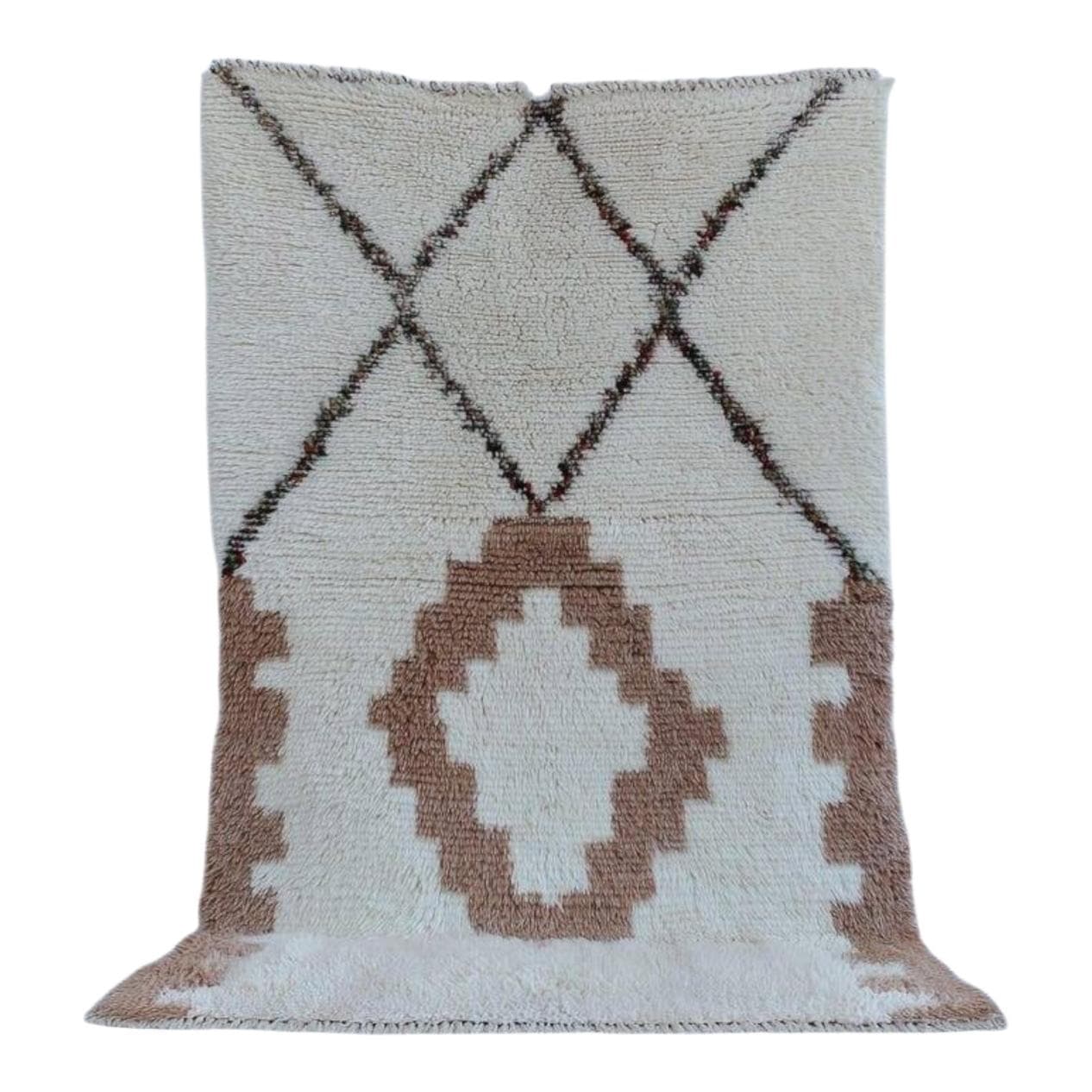 Ręcznie tkany dywan 140x260 cm, wełna, kremowy, Maroko