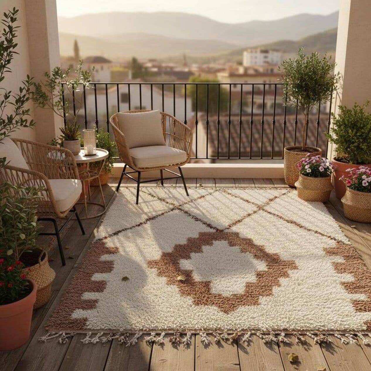 Ręcznie tkany dywan 140x260 cm, wełna, kremowy, Maroko - 199857