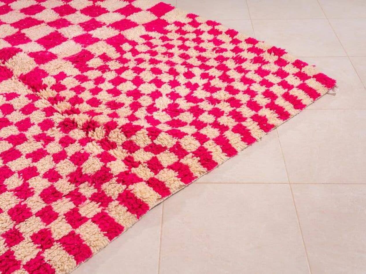 Ręcznie tkany dywan 100x200 cm, wełna, czerwony, Maroko - 199752