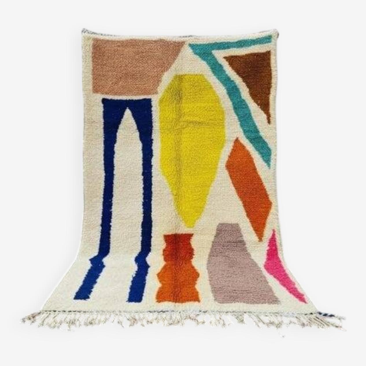 Ręcznie tkany dywan 140x260 cm, wełna, multikolor, Maroko - 199730