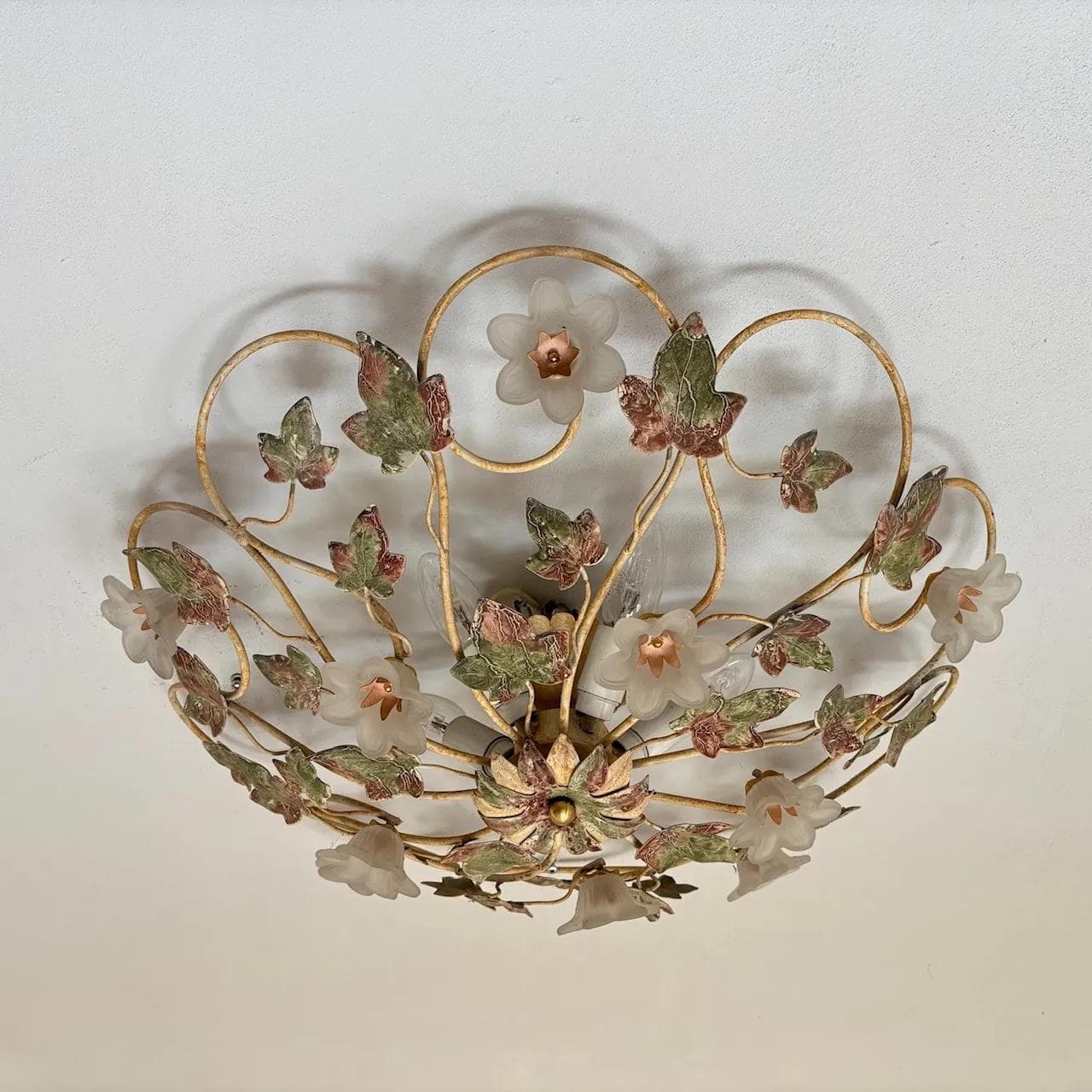 Wielokolorowy plafon florystyczny w stylu glamour, Niemcy, lata 80. - 13933