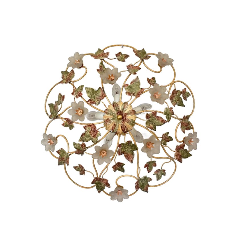 Wielokolorowy plafon florystyczny w stylu glamour, Niemcy, lata 80.