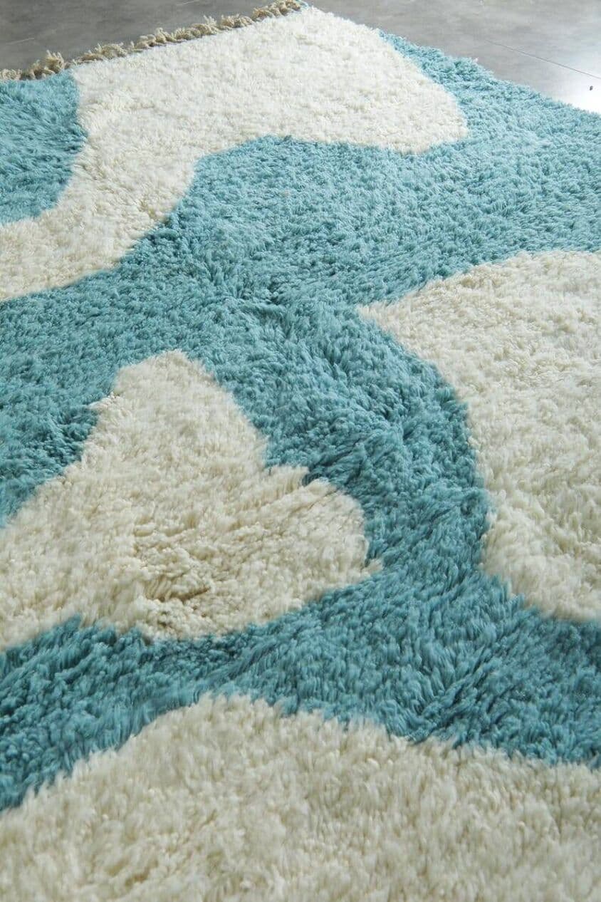 Ręcznie tkany dywan 150x260 cm, wełna, niebieski, Maroko - 199624