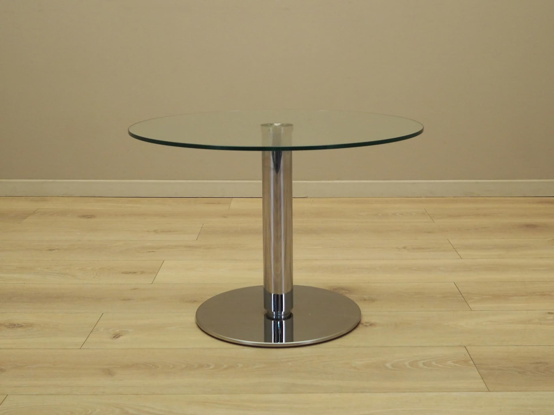 Stolik kawowy, szkło transparent, metal chromowany, BoConcept, Dania, lata 70. - 14410