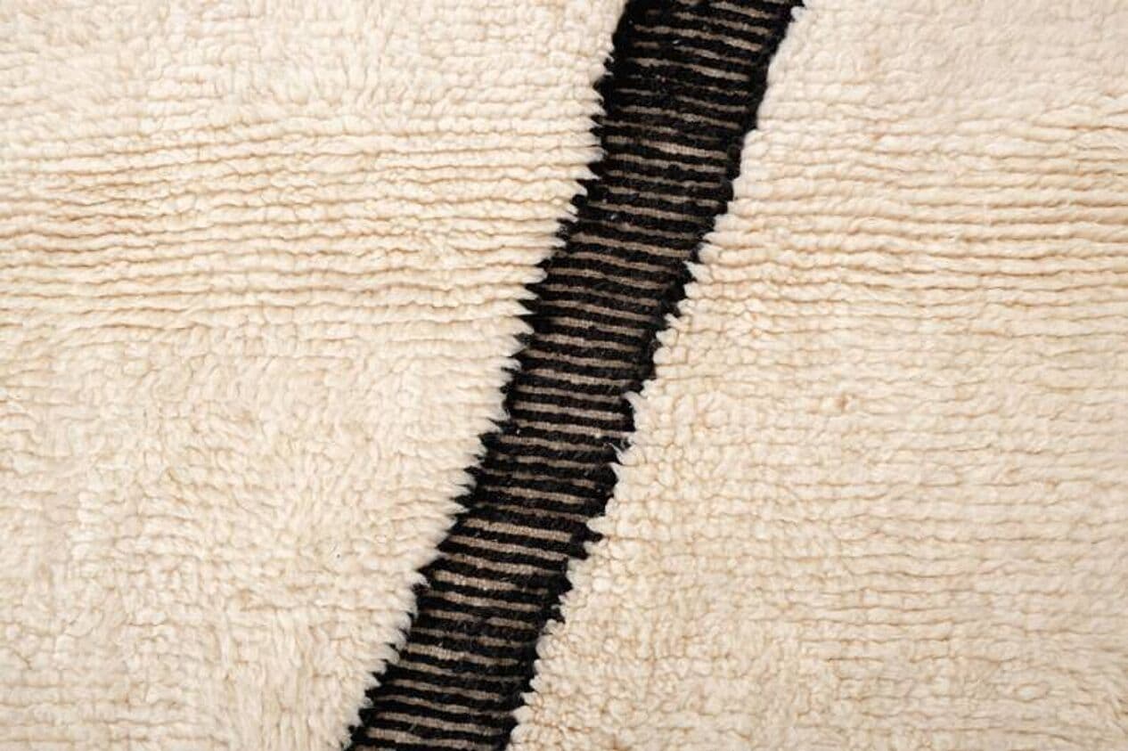 Ręcznie tkany dywan 150x250 cm, wełna, kość słoniowa, czarny, Maroko - 199563